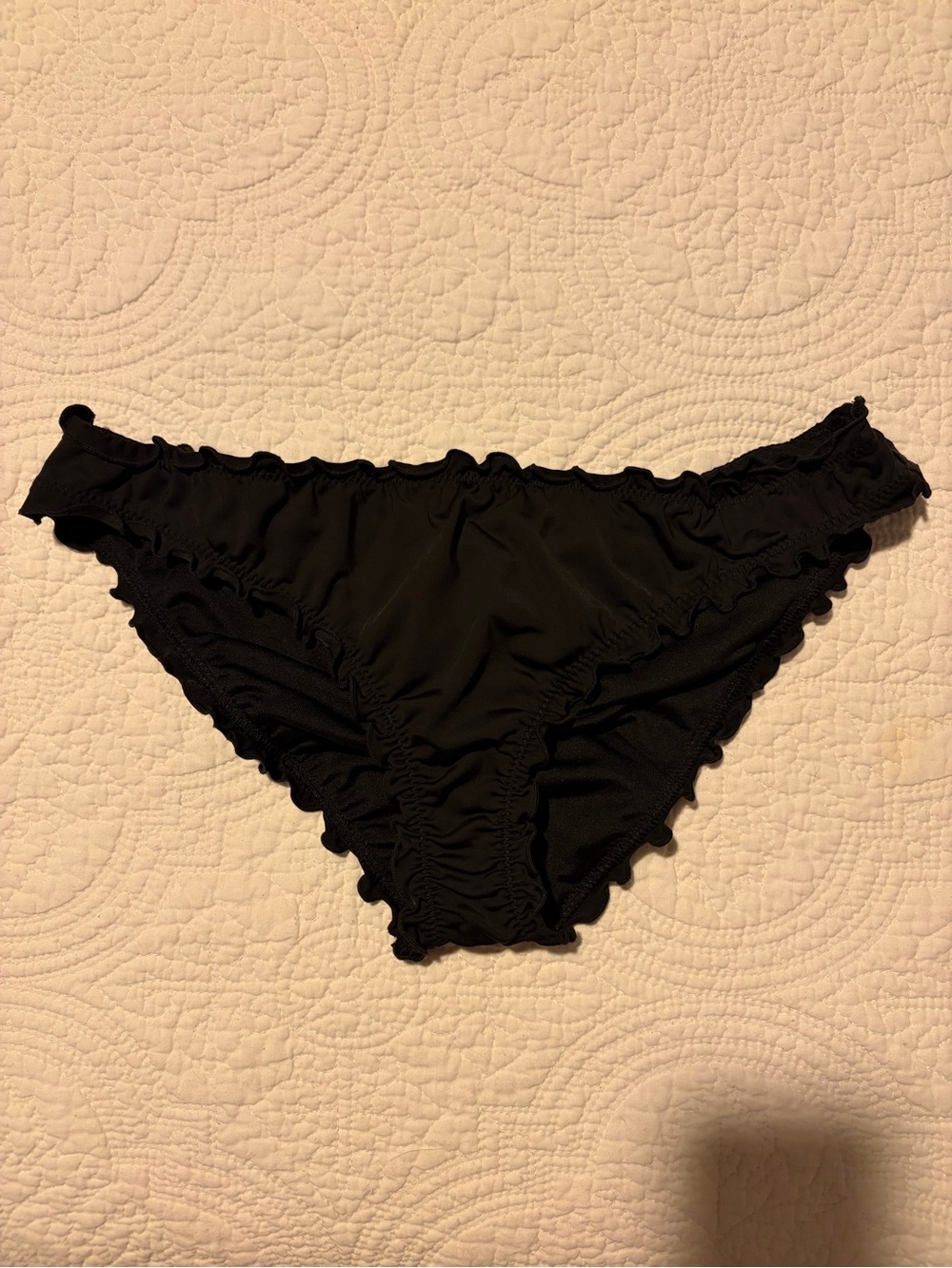NWOT Victoria's Secret Black Swim Bottoms with Ruffle Detail